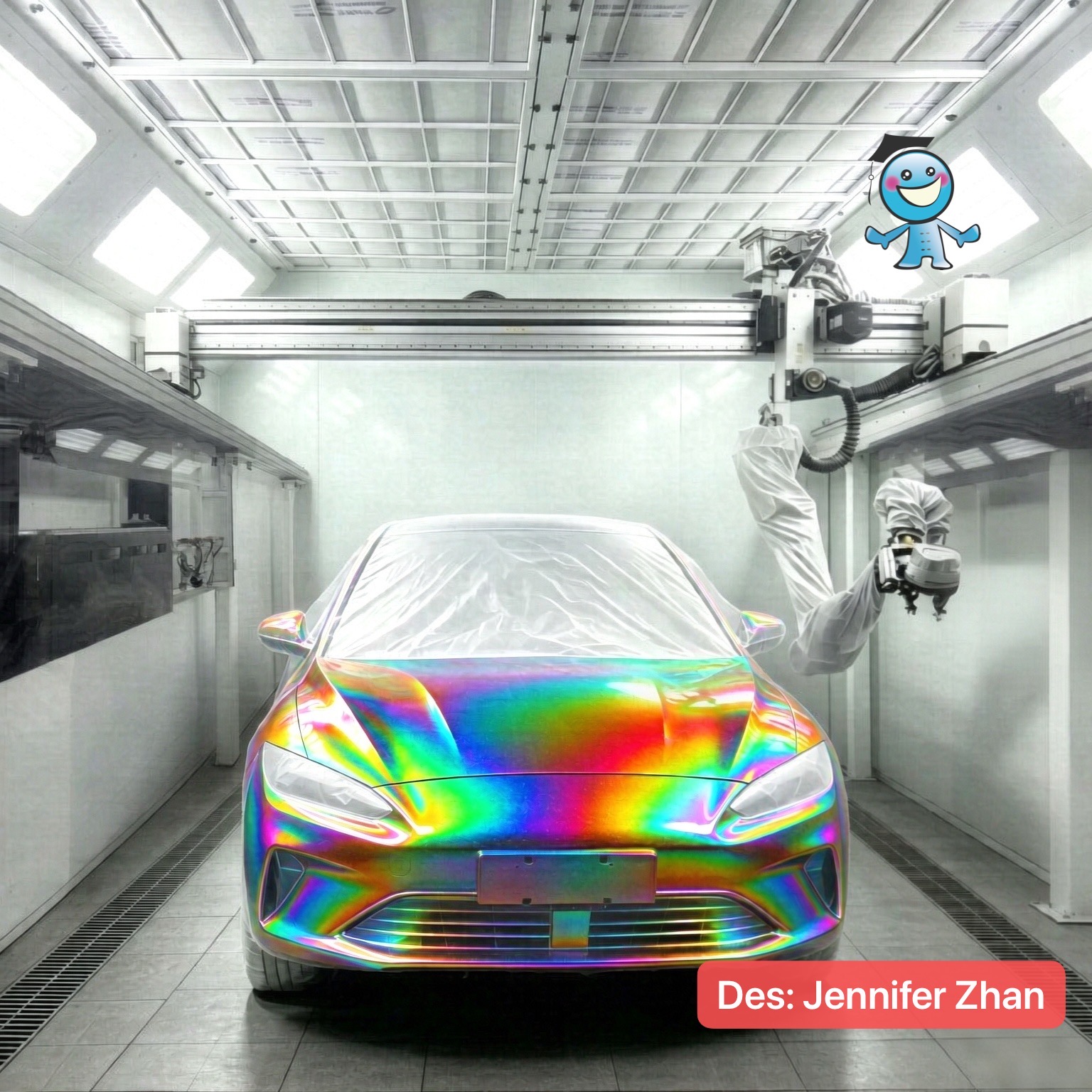 Efficiency Car Painting Robotic Solution Paint Booth Workshop External Touch Screen One Click Control Automatic Paint Pot Swap