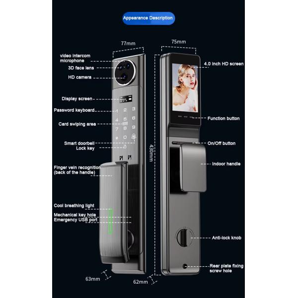 Qleung S923MAX Intelligent Video Calling Face Recognition Fingerprint Smart Door Lock
