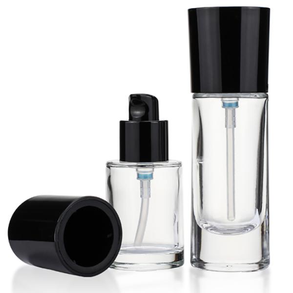 Round Liquid Foundation Bottles Clear 30ml Airless Pump Bottle