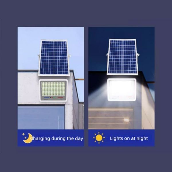 Solar LED flood light showing illumination capabilities