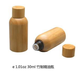 Quality 30ml 1oz bamboo bottle with bamboo screw lid eco-friendly refill essential oil perfume cosmetic packaging for sale
