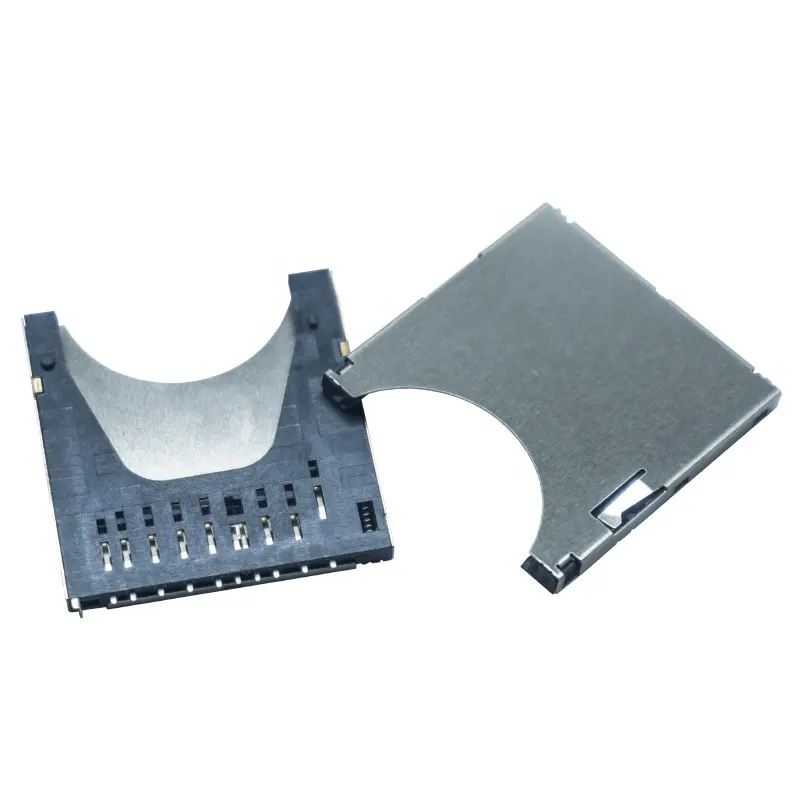 Card Locking Function And 10P 2.75H Large SD Card Connector On SMT PCB