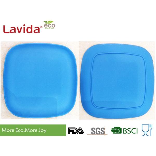 Dishwasher Safe Bamboo Fiber Dinnerware Solid Sky Blue Color Natural Rustic Texture