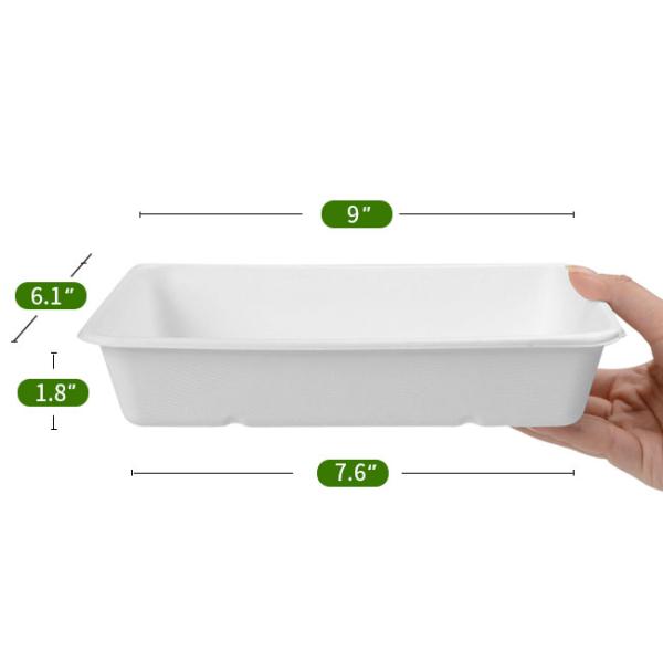 30 Oz Compostable Deep Dish Plates, Rectangle Disposable Plates Trays For Burger, Nacho, Taco Salad, Popcorn Snack