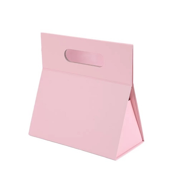 Triangular Foldable Rigid Gift Boxes With Magnetic Closure And Cutout Handles