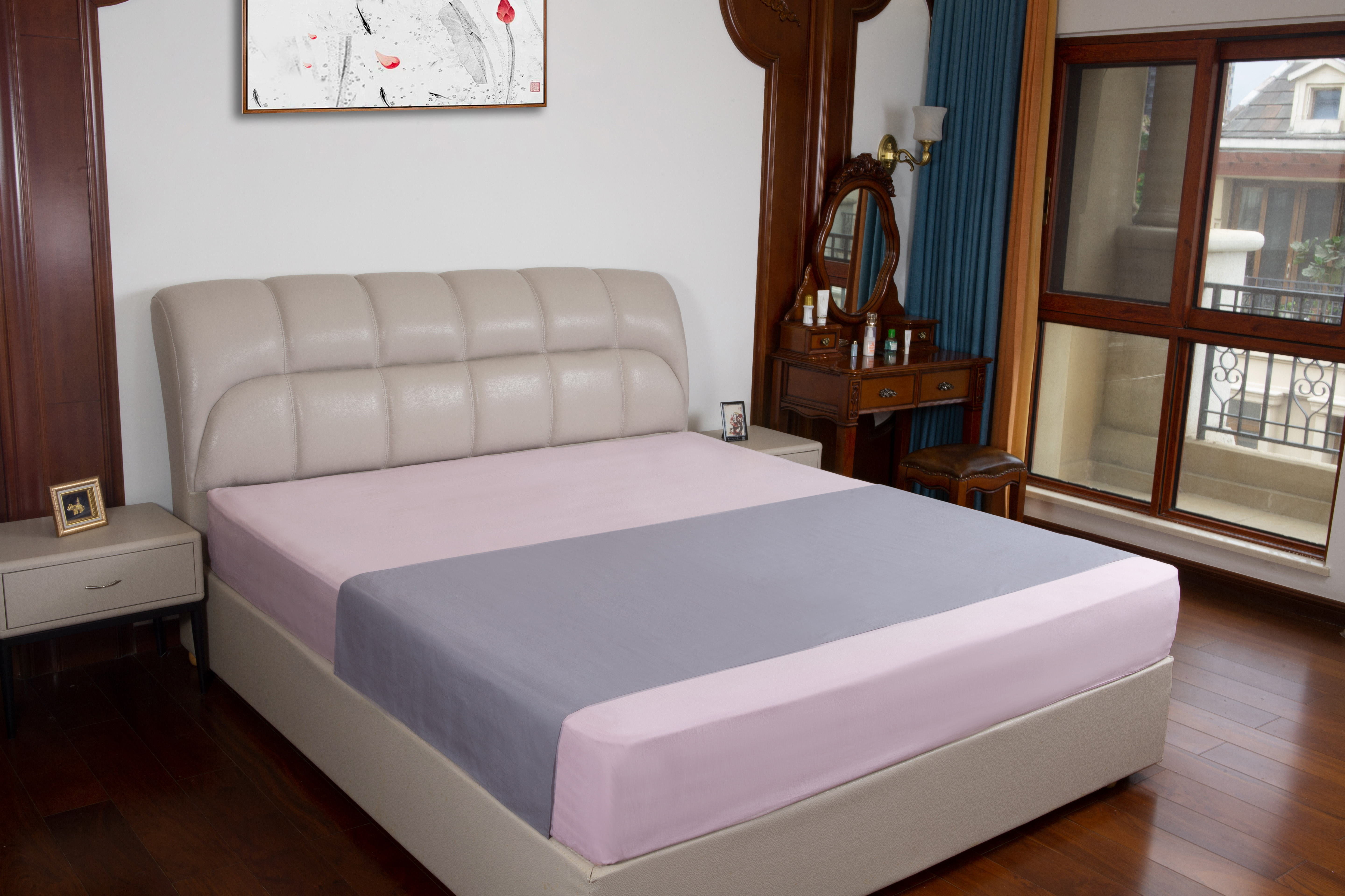 Grounding Half Sheet Flat for Bed Queen King Cotton Silver Bed Sheet with Earthing Cord & Adapter