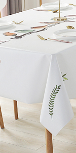 Vinyl Tablecloth PEVA Spillproof Wipeable Oilcloth Tablecloth Rectangle Heavy Duty Extra Large Reusable Tablecloth