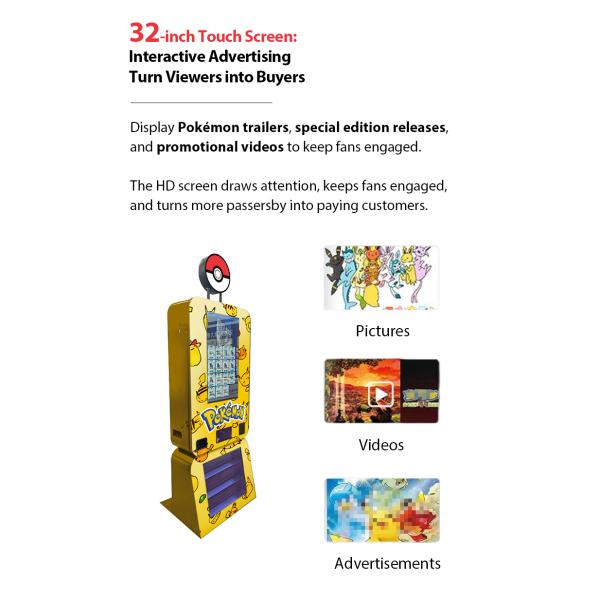 Customize Vending Machine For Pokemon TCG Cards Pikachu With Touch Screen High Performance