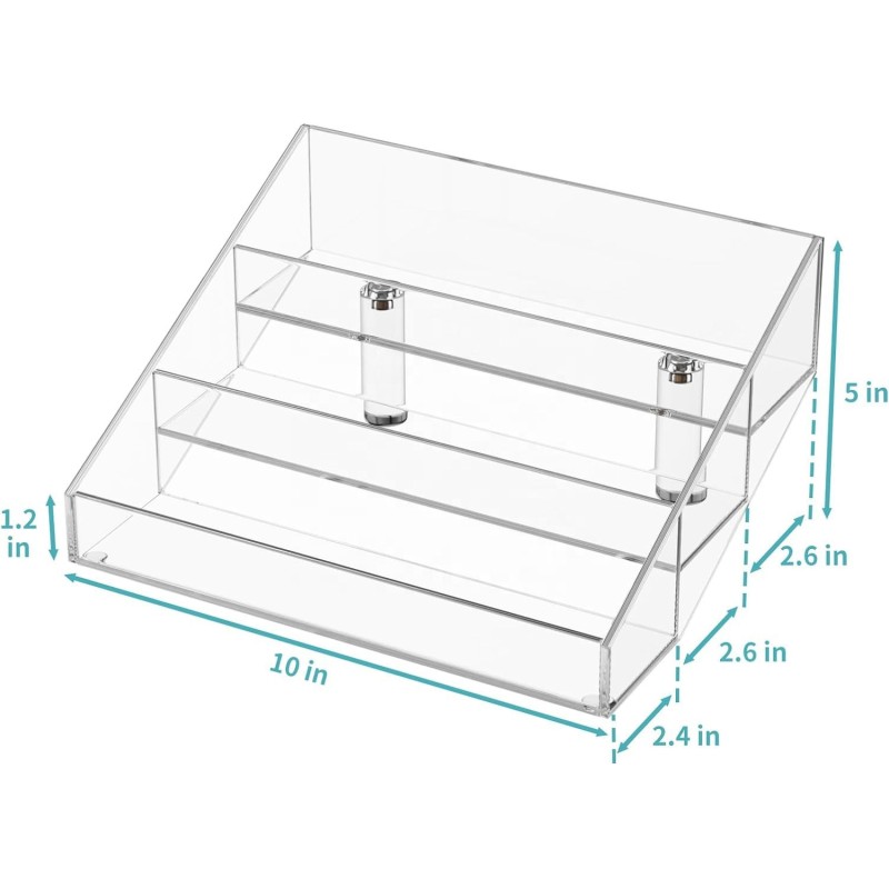 3 Tier Acrylic Perfume Display Stand Transparent Multifunctional Storage Riser for Fragrance Bottles Organizer