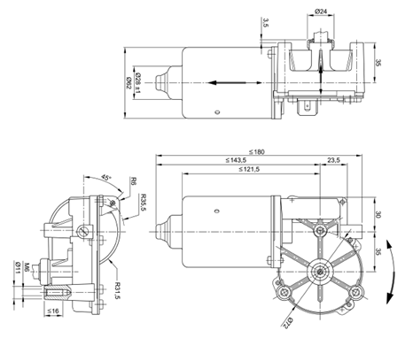 Universal Electric Roller Shutter Door Motor 70W Brush 5.0A for vans