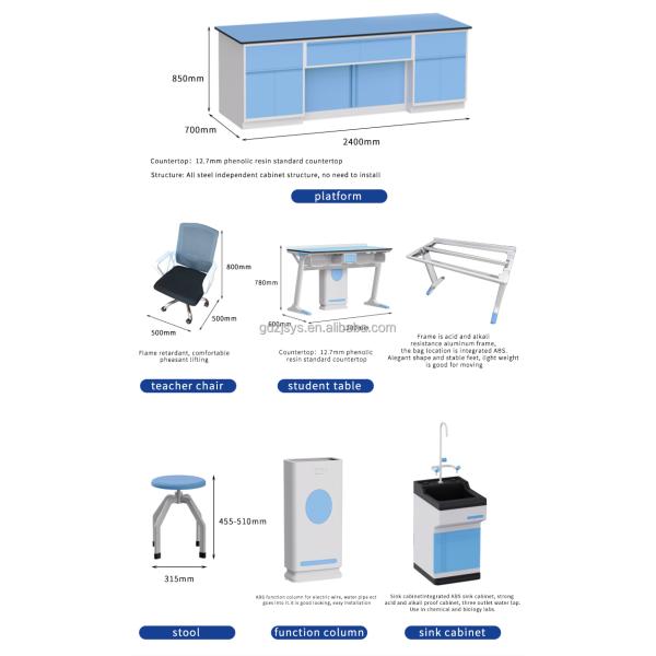 Customized School Chemcial Lab Table For Experiment And Teaching In White