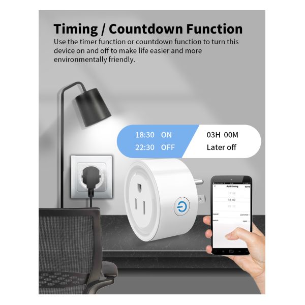 Compact Round ZigBee Smart Plug Devices Home Hub 53mm 100V