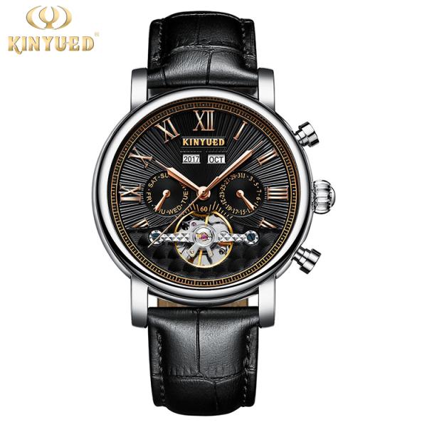 Leather Strap Minimalist Mechanical Watch With High Refraction Table Mirror
