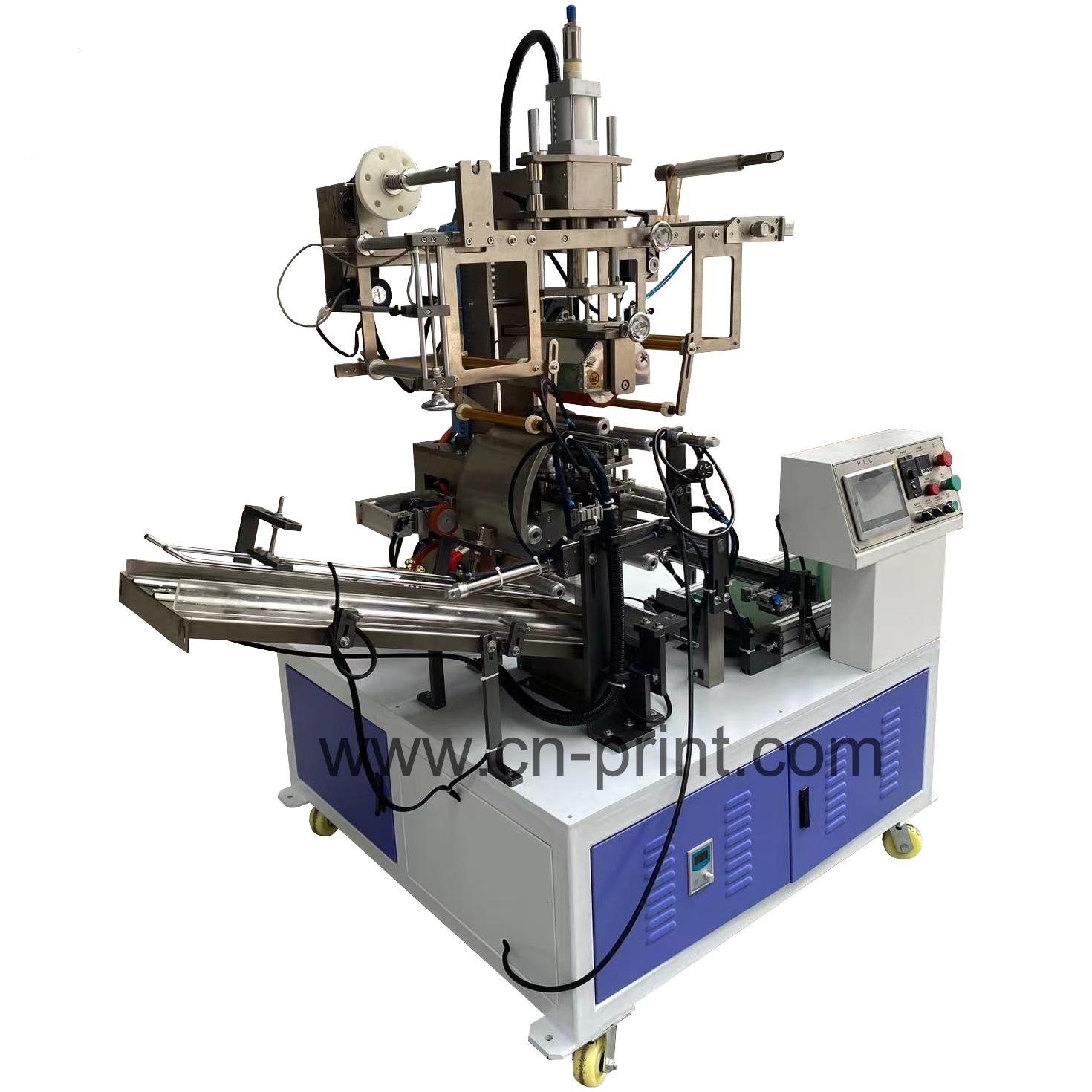 Automatic rotary heat transfer machine with flame processing