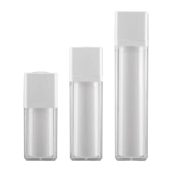 Customized Plastic Square Airless Pump Bottle for Lotion Cream in 15ML 30ML & 50ML Sizes