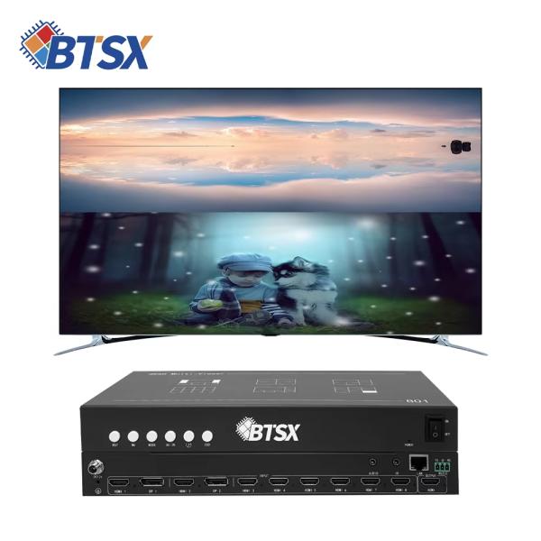 4K60 Resolution Adaptive Video Splitter 8 Inputs 1 Output Multi-viewer Professional Grade CCTV Monitoring Picture Synthesizer