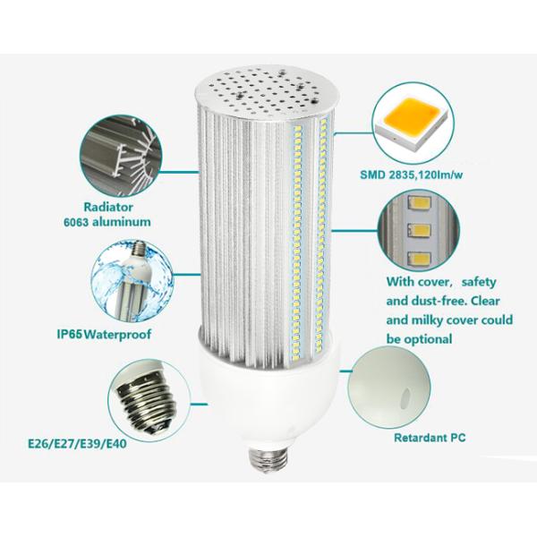 E27 180 Degree Led Corn Light , Waterproof E40 Led Street Bulb IP65