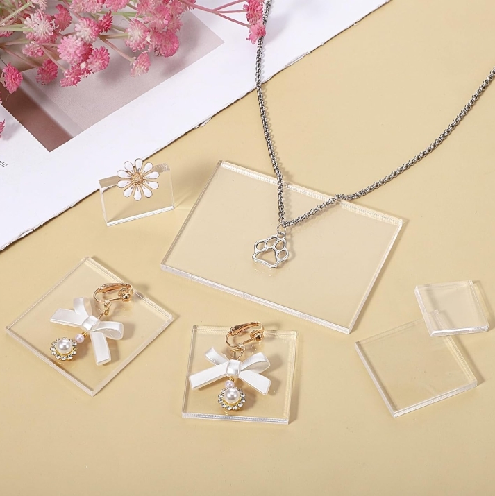 Acrylic counter top display block in use for product presentation