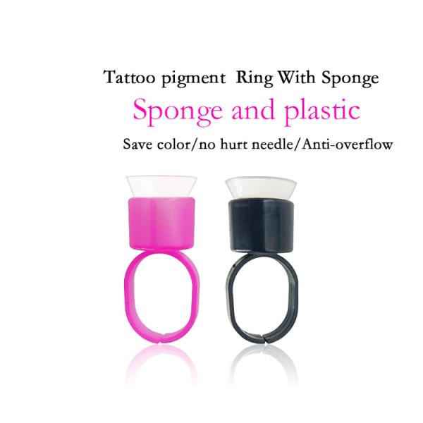 Pink Pigment Ink Cups Ring Disposable With Sponge For Permanent Makeup Tattoo Machine