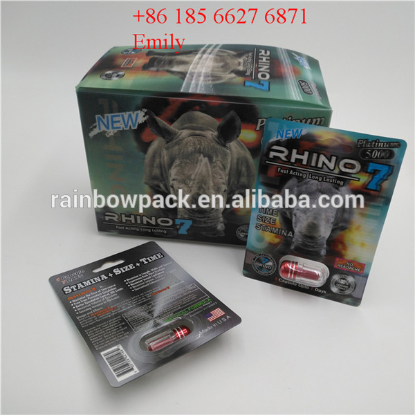 Private Labels Blister Card Packaging , Rhino Pill Plastic Blister Packaging