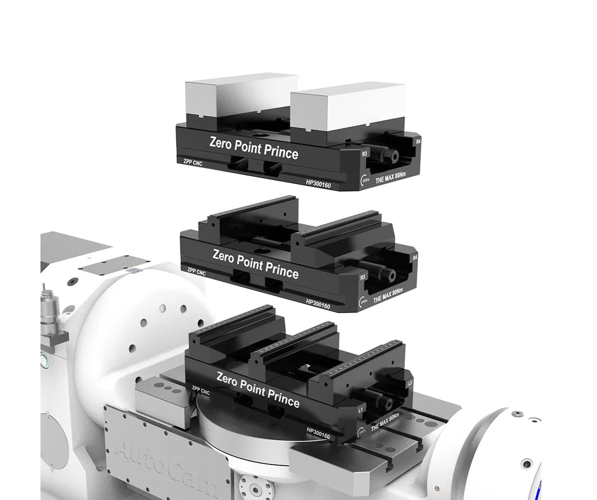 3 4 5 Axis Compatible Zero Point Self Centering CNC Vise