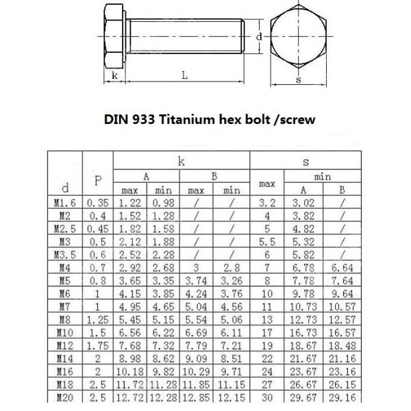 Electroplating Forged DIN933 Gr2 Titanium Hex Head Bolts