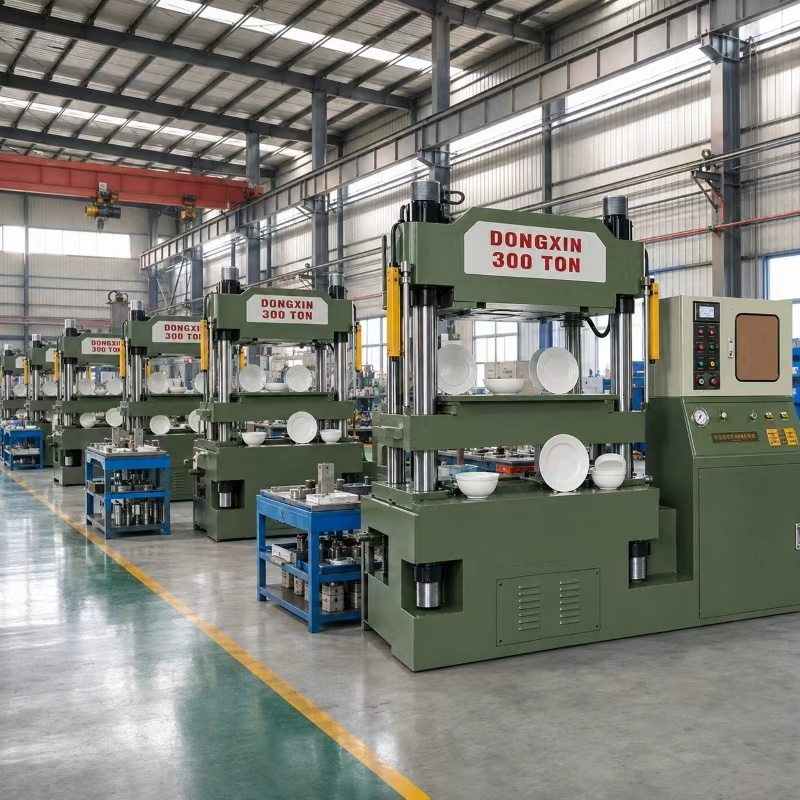 Detailed view of melamine tableware moulding machine structure
