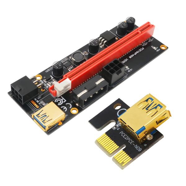 PCI-E Riser 1X Extender PCI-E USB Riser 009S Dual 6Pin Adapter Card For BTC Miner