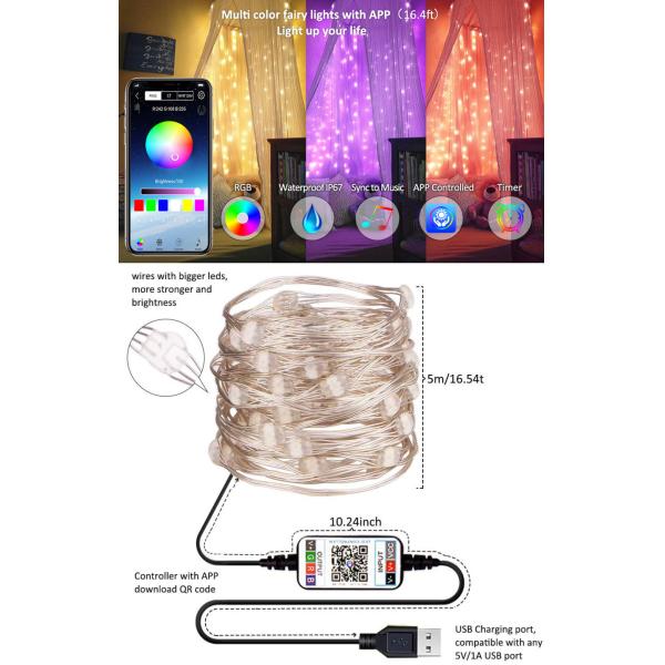 IP65 USB 6lm Solar Decorative Lights Solar Powered String Garden Lights