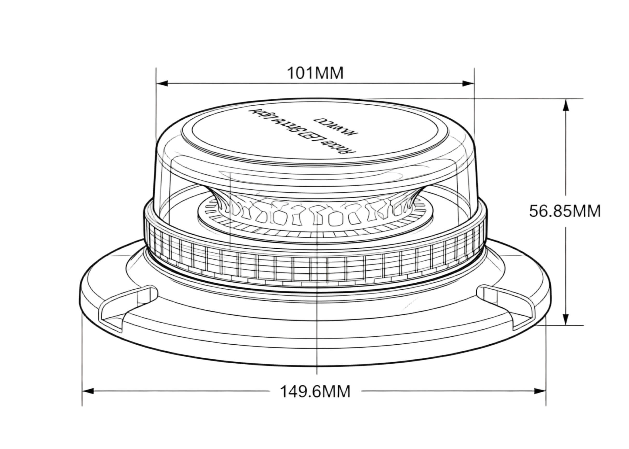 RD-208D LED Rotating Warning Light White Xprite Type for Forklifts / Construction Vehicles