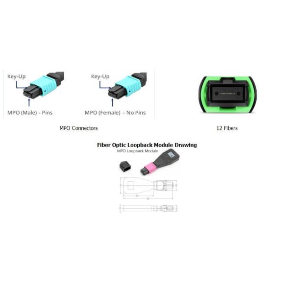 12 Fibers MPO OM3 Fiber Optic Loopback Module for 40/100G Network Testing