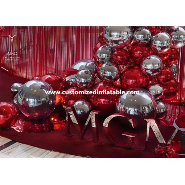 Red And Silver Inflatable Air Mirror Ball Airtight Customize Size