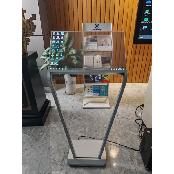 30 Inch High Brightness Transparent OLED Display Stand with Capacitive Touch and AG Glass for Premium Floor Signage