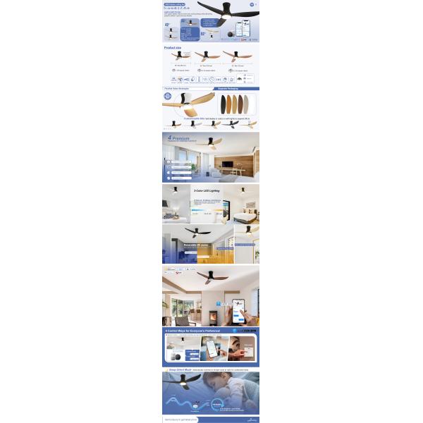 3 Plastic Blade 6 Speed Remote Control Low Ceiling Flush Mount led Ceiling Fan With Light