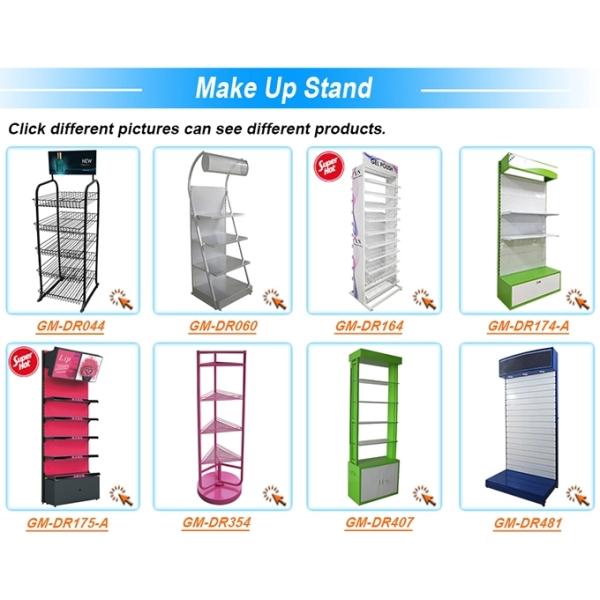 Cosmetics Store Metal Floor Display Racks Floor Standing Stable Structure