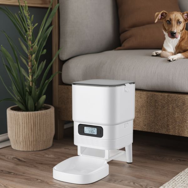 Automatic Eco-Friendly Plastic ABS Dog Cat Feeder Chargeable Battery-Powered LCD Display Timer Quadrate Bowls Waterproof IPX5