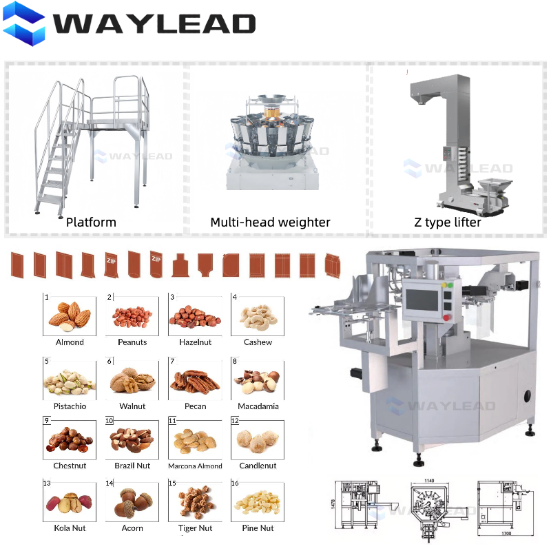 Industrial stand-up pouch packaging machine for flour and baking soda processing plants