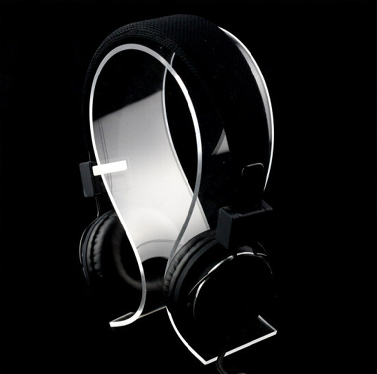 Modern Acrylic Headset Display Stand for Computer Gaming Headsets Rectangle Storage Rack with Injection Technics