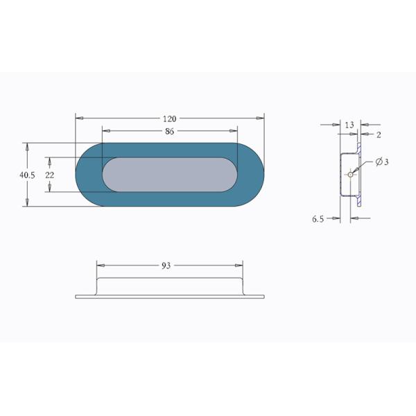 Recessed Flush Pocket Door Pull Oval Shape With Hidden Screw