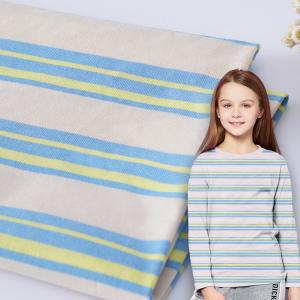 Quality Tight Weave Striped Stretch Fabric , Sportswear Pure Cotton Blue Stripe Fabric for sale