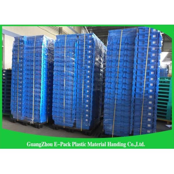 Packaging Distribution Totes With Hinged Lid , Logistic Big Plastic Containers