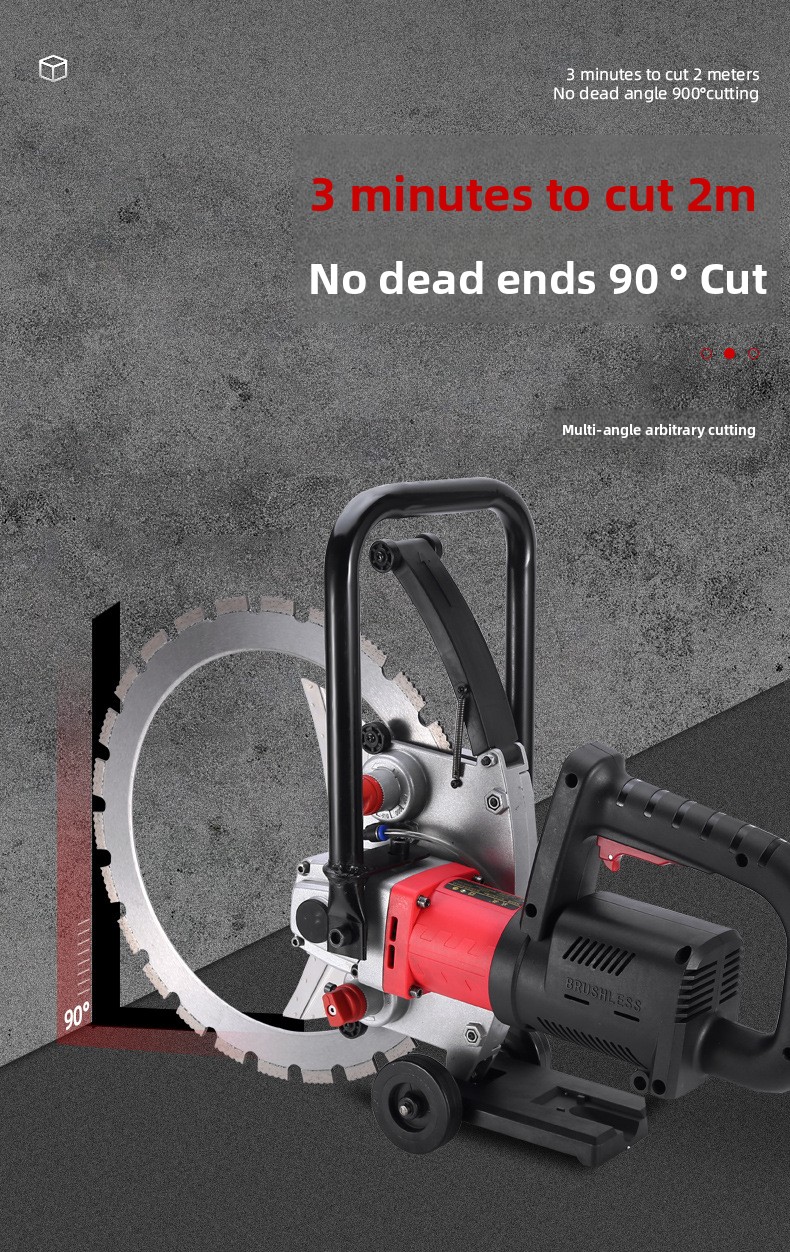 High Power Brushless Concrete Wall Cutting Machine Multi-Function Door and Window Opening Stone Cutting Saw for Construction