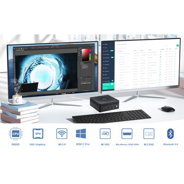 Win 11 Pro Intel Celeron Mini PC 8GB Ram 256GB SSD Barebone N5105 Mini PC
