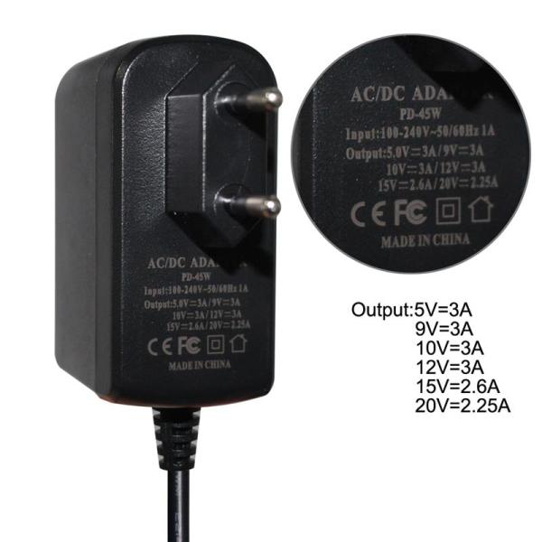USB-C PD Power Adapter 5V 9V 12V 3A Wall Charger