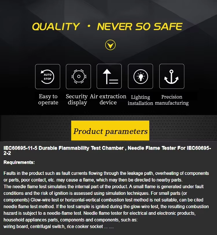 Fire Testing Equipment Glow Wire Tester for Textile Testing OEM Customized Vertical High Accuracy IP65 Protection 1 Year