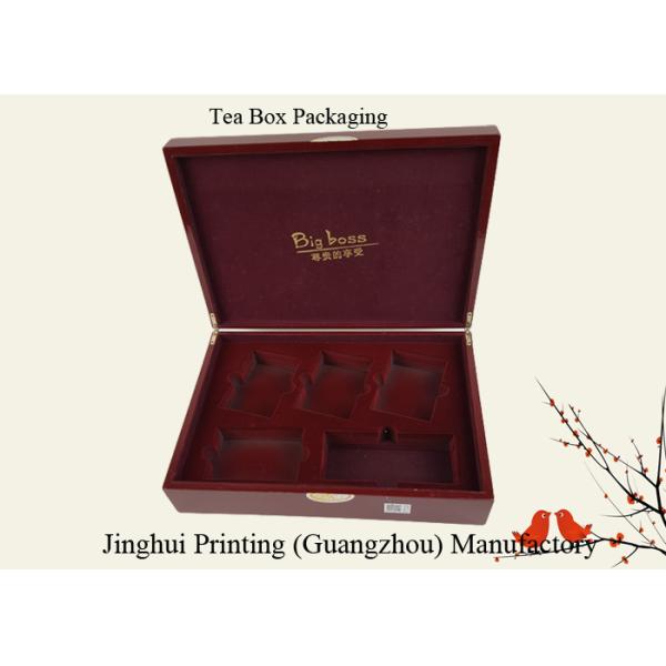 Rigid Thick Cardboard Material Red Color Hinged Box Structure Customized Size OEM Design Tea Box Packaging
