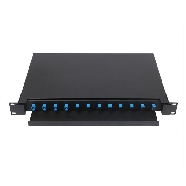 12 Core 1U Rack Mount Fiber Optic Patch Panel For FTTX Network Cable Management
