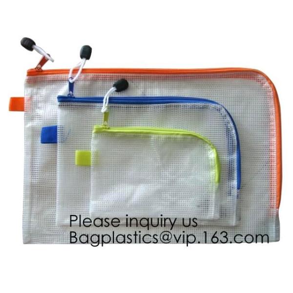 PP Mesh Zipper Bag Moisture Proof File Folder,Double opening data pp zipper office file bag,A5 file folder printed zippe
