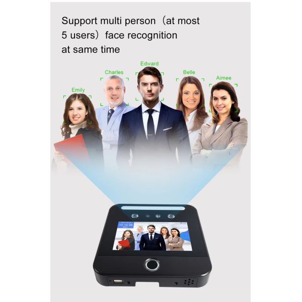 5 Inch Touch Screen Cloud WiFi QR Code Reader Fingerprint Access Control Attendance System Face Recognition