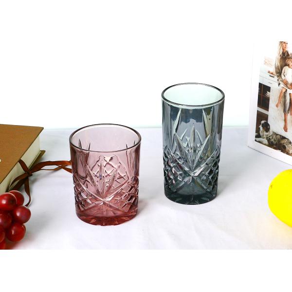 Customized Logo Printing Solid Colored Hand Pressed 9 Oz Whiskey Glasses Thick Bottom, Colored Drinking Glases